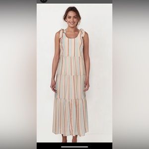 NWT LC Lauren Conrad XX Large Tie-Strap Tiered Maxi Dress  Multi Colored